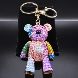 Colorful Crystal Bear Keychain Bag Charm