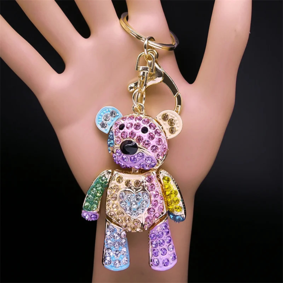 colorful crystal bear keychain bag charm 5 1