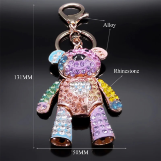 Colorful Crystal Bear Keychain Bag Charm