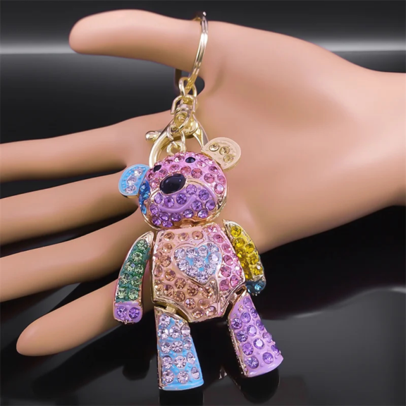 colorful crystal bear keychain bag charm 7