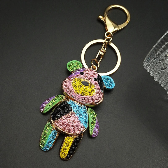 colorful crystal bear keychain bag charm a6