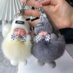 Fluffy Sleepy Doll Plush Toy Keychain Bag Charm for Women