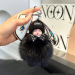 Fluffy Sleepy Doll Plush Toy Keychain Bag Charm for Women