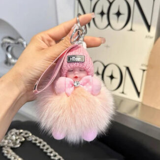 Fluffy Sleepy Doll Plush Toy Keychain Bag Charm for Women