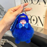 Fluffy Sleepy Doll Plush Toy Keychain Bag Charm for Women