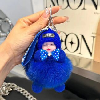 Fluffy Sleepy Doll Plush Toy Keychain Bag Charm for Women