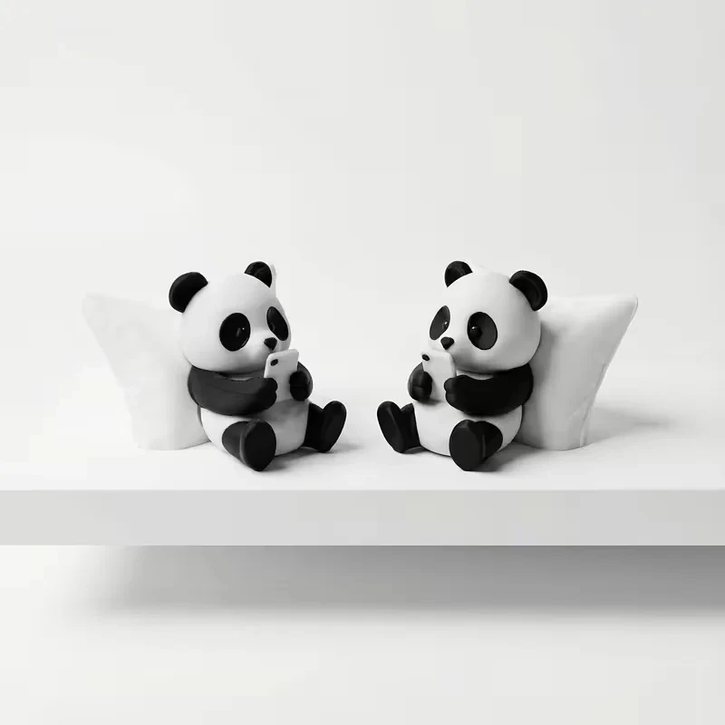 panda desk ornament pair studio photo