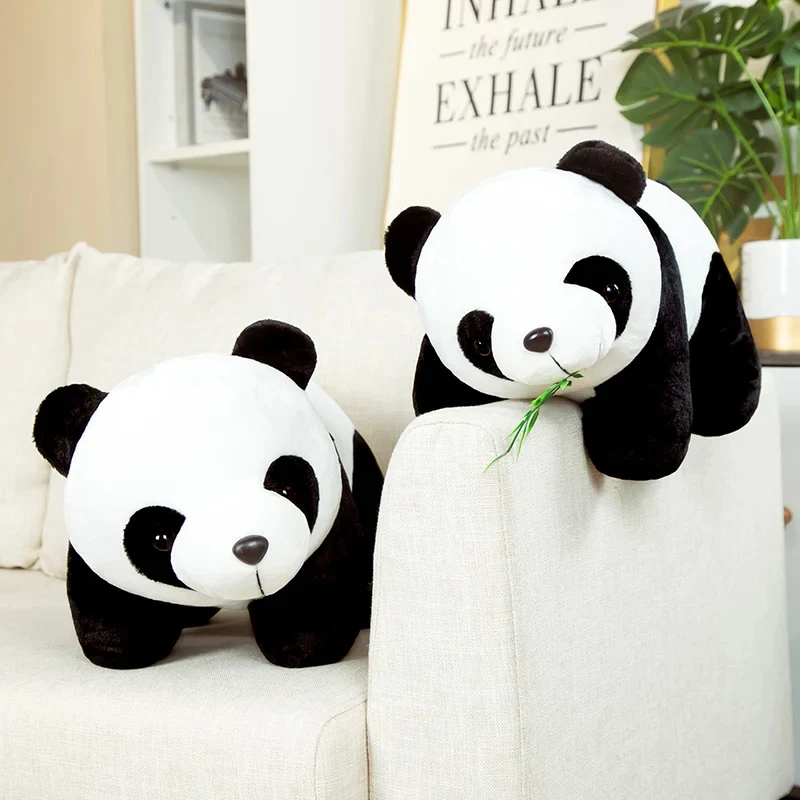 baby panda plush doll no bamboo and with bamboo styles together