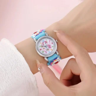 Unicorn Kids Watch Light Blue Wrist 05