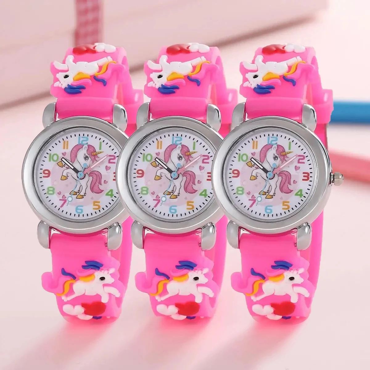 unicorn kids watch rose red set of three